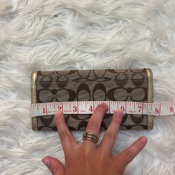 Coach Y2K Floral Wallet Monogram Print Yellow Brown Gold - Picture 4 of 5